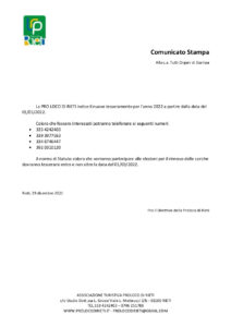 comunicato stampa apertura nuovo tesseramento proloco di rieti